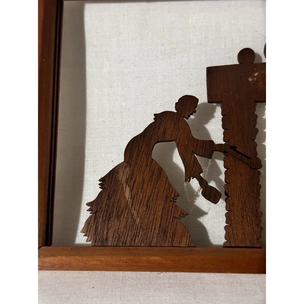 Wood  Wall Plaques Hand Made Vintage 1800's Farm Depiction's‎ 5x9
